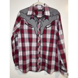 Vintage Roper Women’s Country Western Shirt Lg Plaid Pearl Snap Cowboy Rodeo
